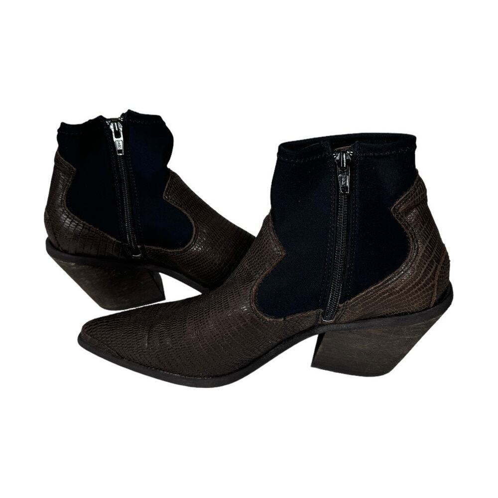 Free People Jackson West Ankle Boot 37 7 Brown Black Leather Bootie Boho - Picture 5 of 10